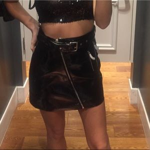 Patent leather skirt